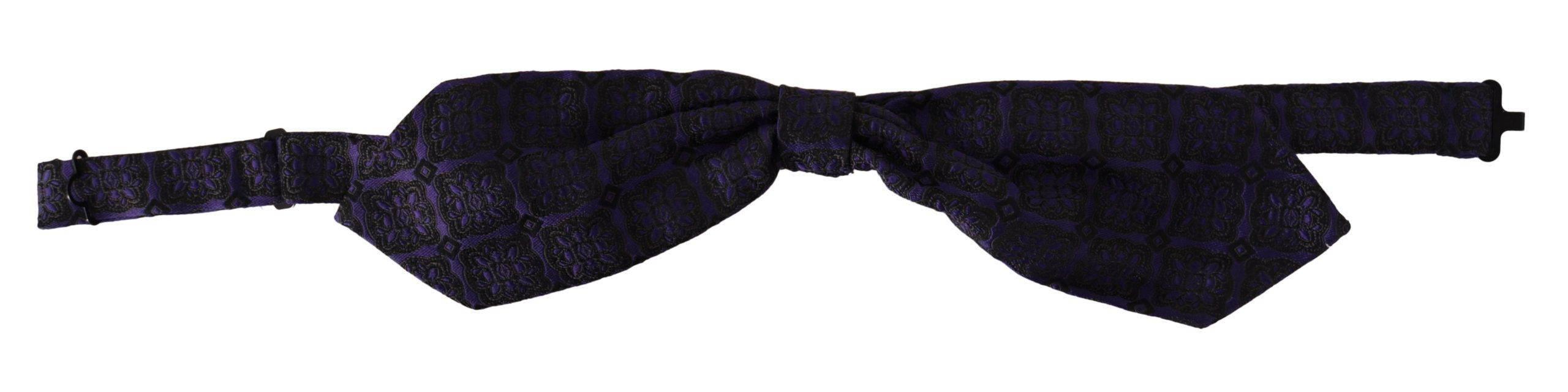 Dolce & Gabbana Blue Geometric Silk Adjustable Neck Papillon Tie - Hilstor