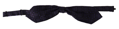 Dolce & Gabbana Blue Geometric Silk Adjustable Neck Papillon Tie - Hilstor