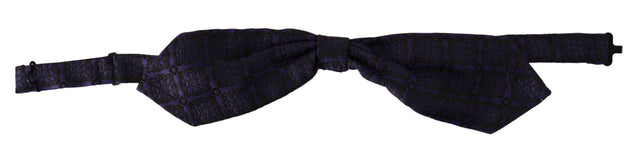 Dolce & Gabbana Blue Geometric Silk Adjustable Neck Papillon Tie - Hilstor