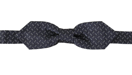 Dolce & Gabbana Blue Gray Polka Dot 100% Silk Neck Papillon Tie - Hilstor