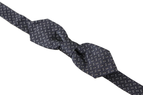 Dolce & Gabbana Blue Gray Polka Dot 100% Silk Neck Papillon Tie - Hilstor