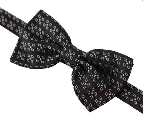 Dolce & Gabbana Black White Polka Dot 100% Silk Neck Papillon Tie - Hilstor