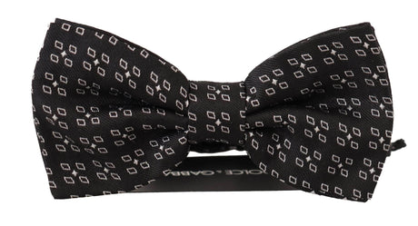 Dolce & Gabbana Black White Polka Dot 100% Silk Neck Papillon Tie - Hilstor