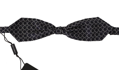 Dolce & Gabbana Black White Round 100% Silk Neck Papillon Tie - Hilstor