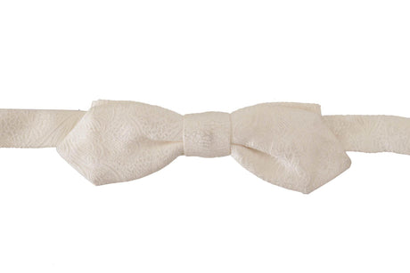 Dolce & Gabbana Elegant White Silk Bow Tie - Hilstor
