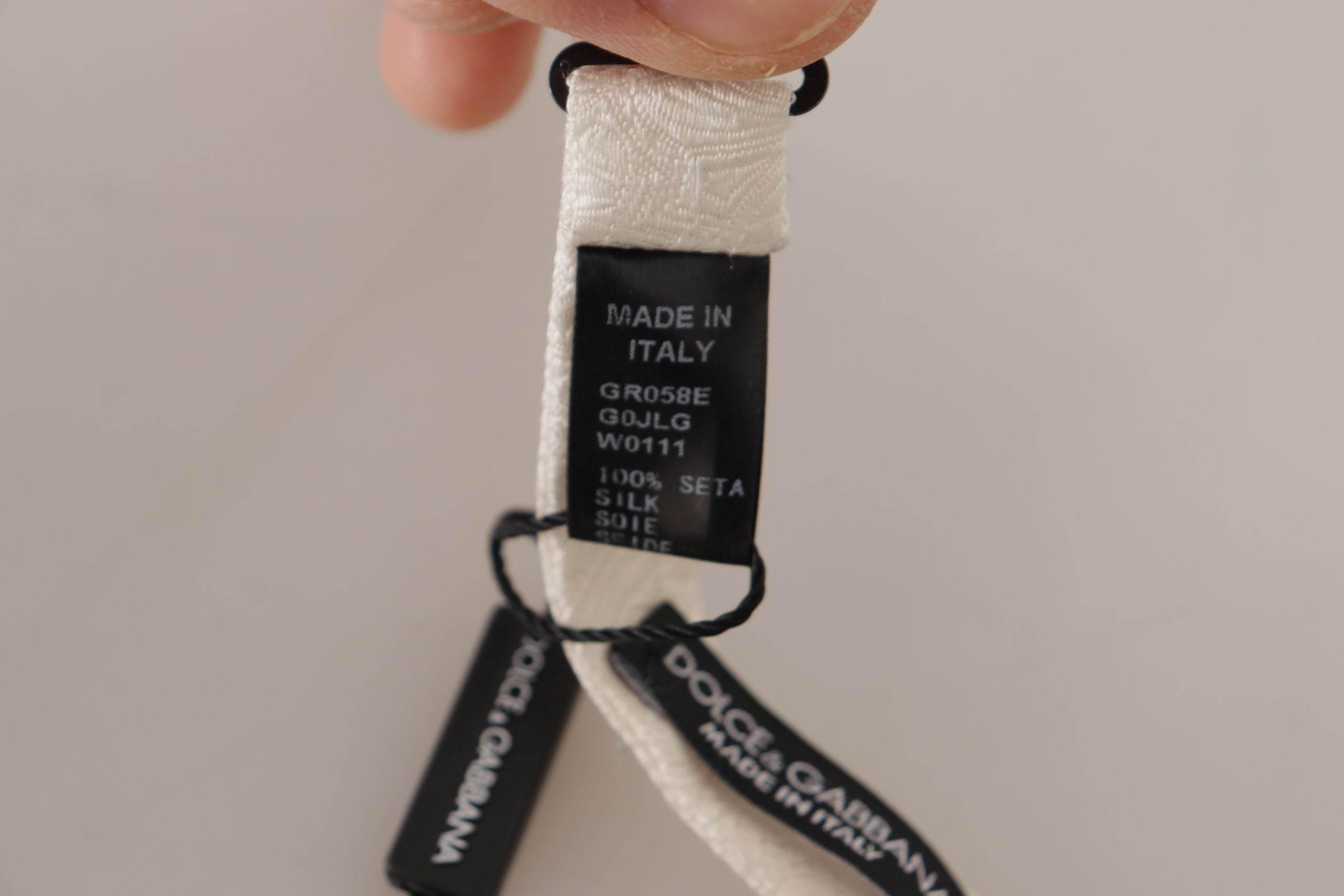 Dolce & Gabbana Elegant White Silk Bow Tie - Hilstor