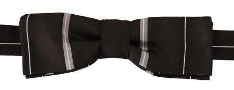 Dolce & Gabbana Black Grey Lining 100% Silk Neck Papillon Tie - Hilstor