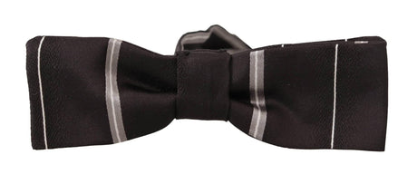 Dolce & Gabbana Black Grey Lining 100% Silk Neck Papillon Tie - Hilstor