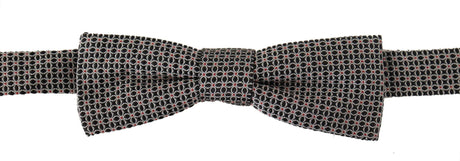 Dolce & Gabbana Black White Flower Pattern Silk Neck Papillon Tie - Hilstor