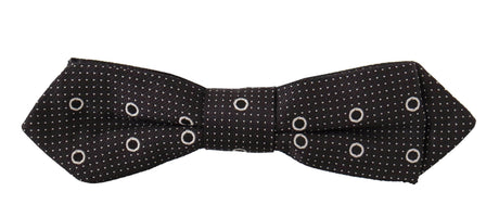 Dolce & Gabbana Black White Polka Dot 100% Silk Neck Papillon Tie - Hilstor