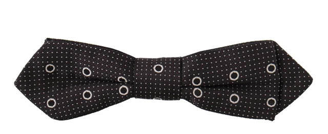 Dolce & Gabbana Black White Polka Dot 100% Silk Neck Papillon Tie - Hilstor