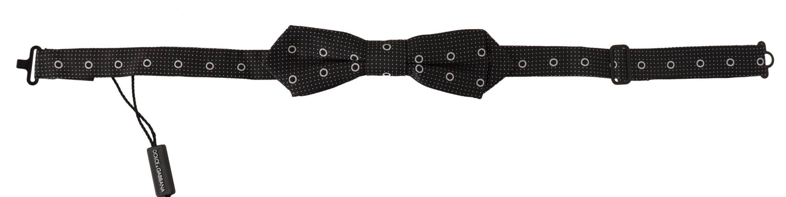 Dolce & Gabbana Black White Polka Dot 100% Silk Neck Papillon Tie - Hilstor