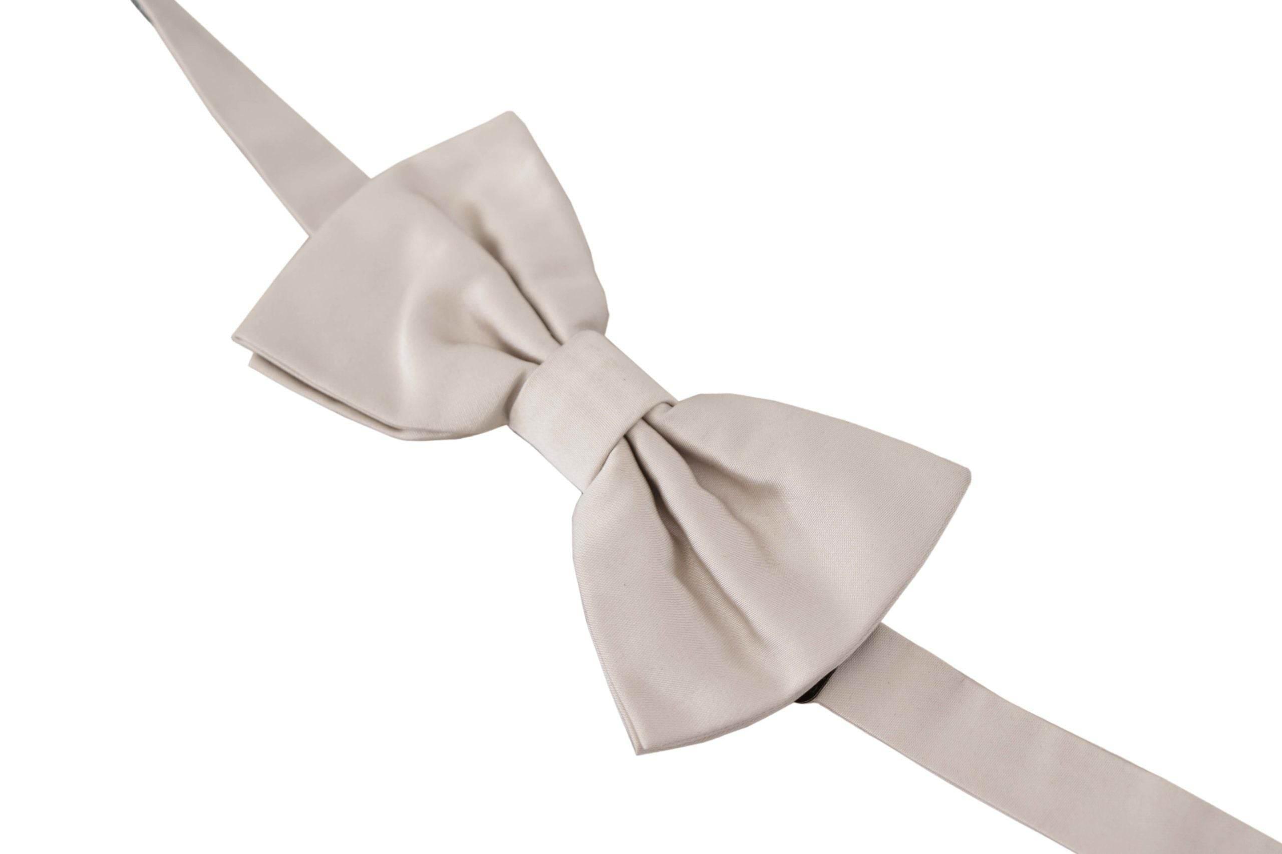 Dolce & Gabbana Gray 100% Silk Adjustable Neck Papillon Tie - Hilstor