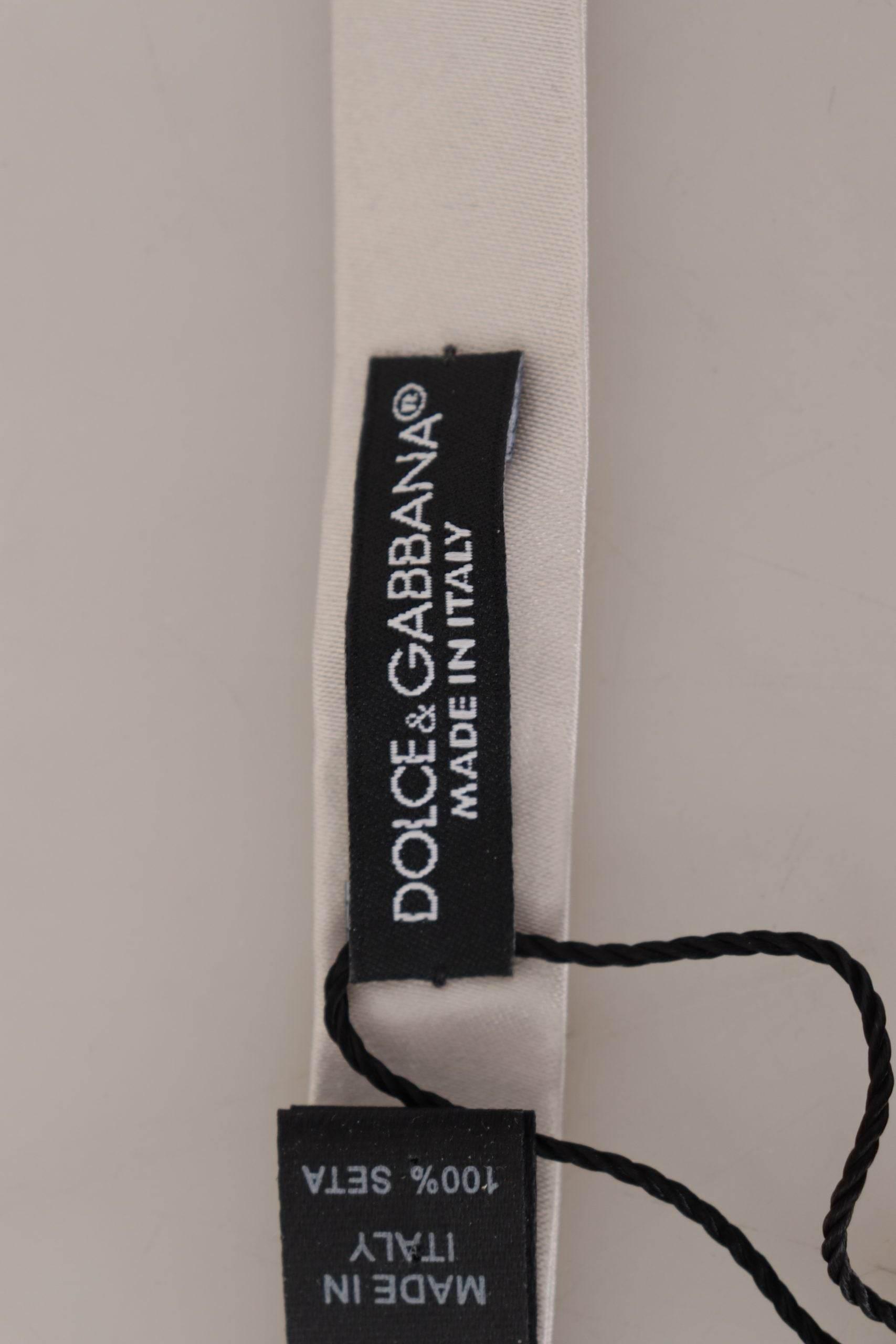 Dolce & Gabbana Gray 100% Silk Adjustable Neck Papillon Tie - Hilstor