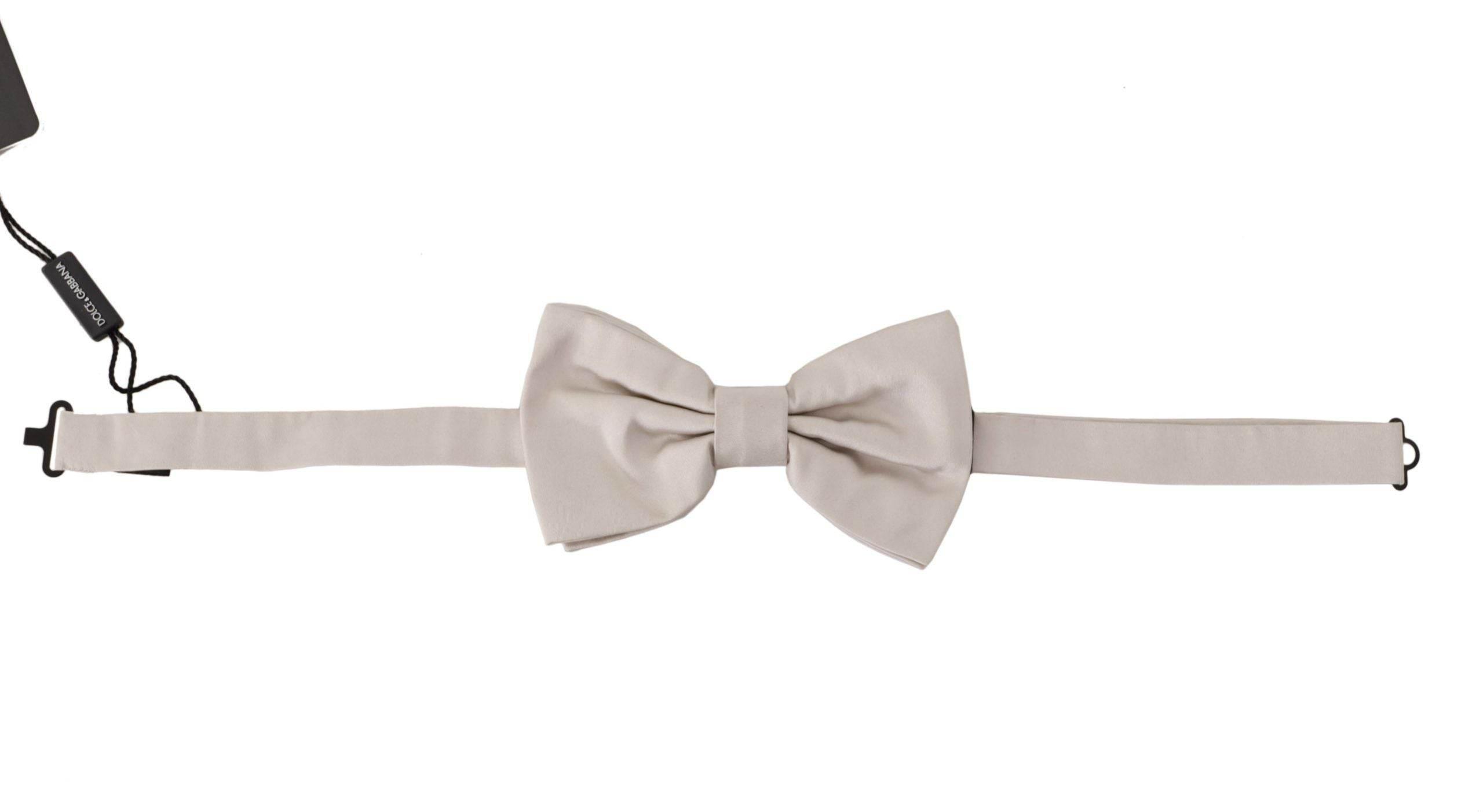 Dolce & Gabbana Gray 100% Silk Adjustable Neck Papillon Tie - Hilstor