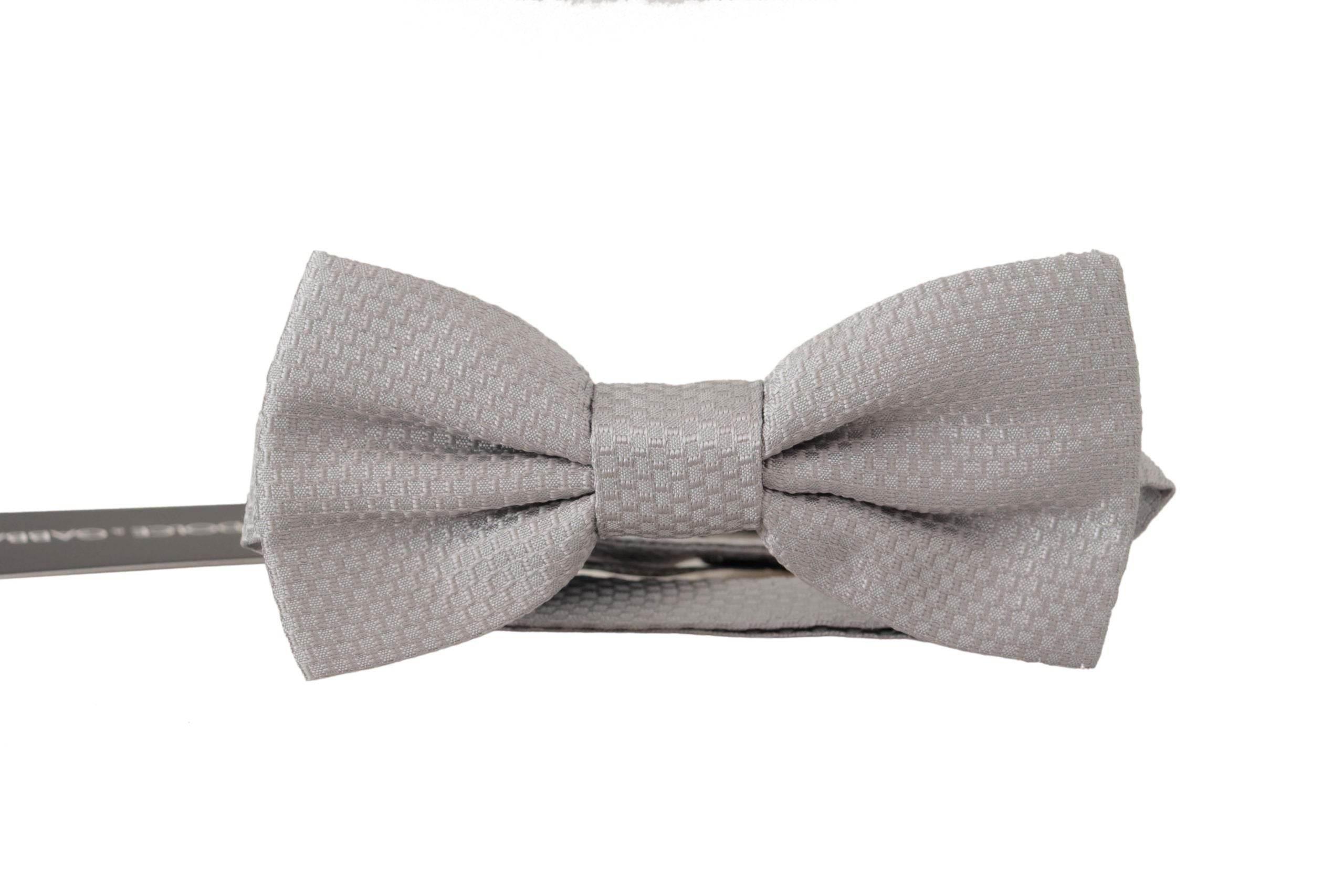 Dolce & Gabbana Gray 100% Silk Adjustable Neck Papillon Tie - Hilstor