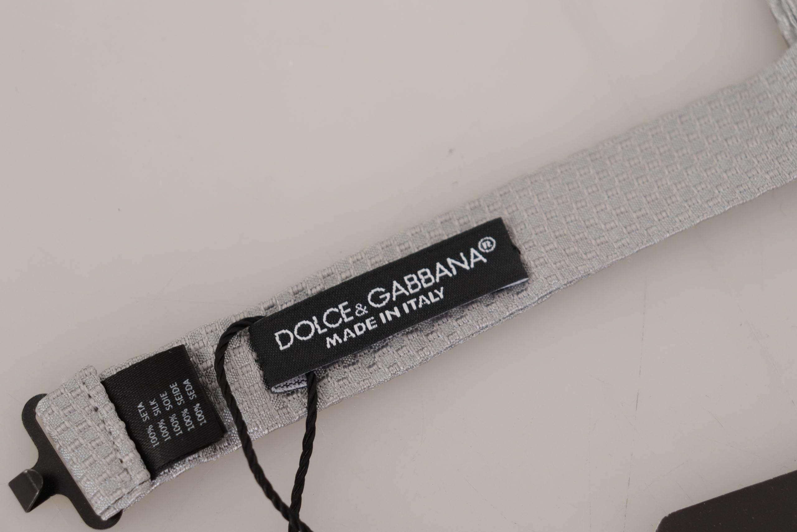 Dolce & Gabbana Gray 100% Silk Adjustable Neck Papillon Tie - Hilstor