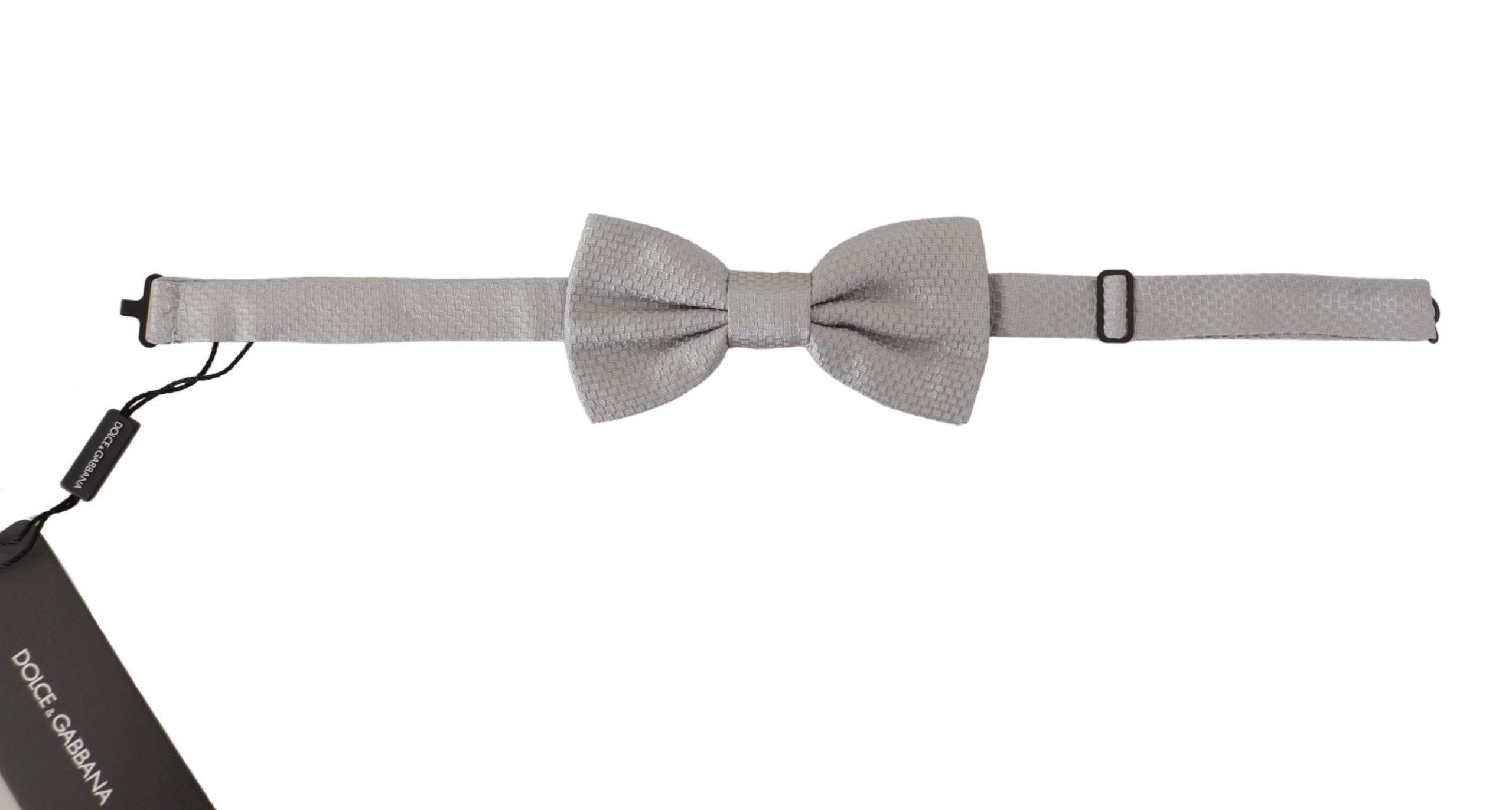 Dolce & Gabbana Gray 100% Silk Adjustable Neck Papillon Tie - Hilstor