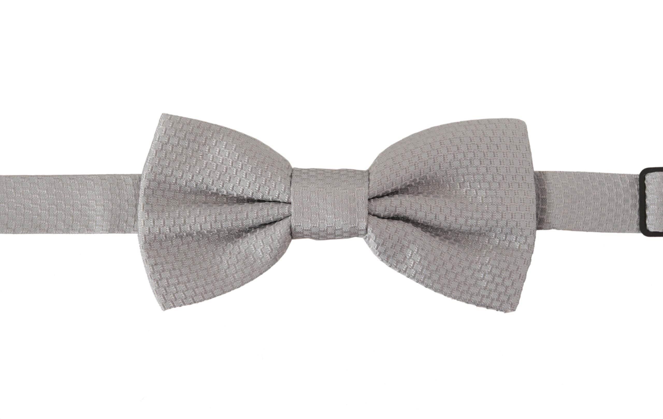 Dolce & Gabbana Gray 100% Silk Adjustable Neck Papillon Tie - Hilstor