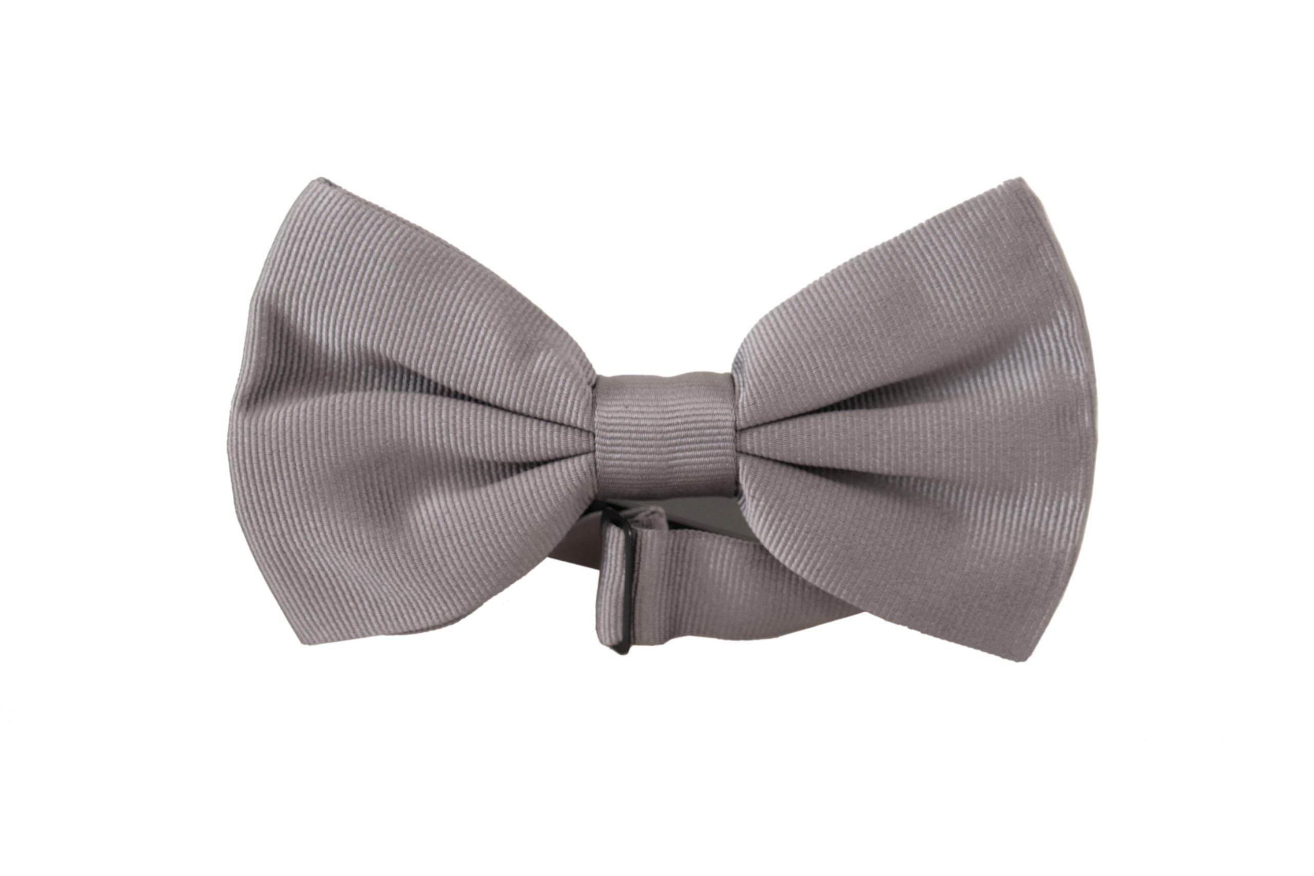Dolce & Gabbana Gray 100% Silk Adjustable Neck Papillon Tie - Hilstor