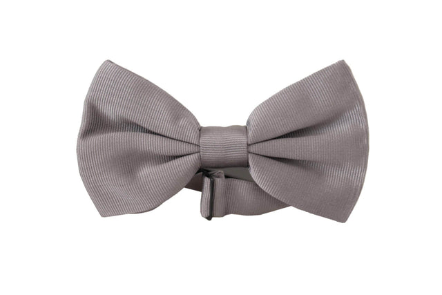 Dolce & Gabbana Gray 100% Silk Adjustable Neck Papillon Tie - Hilstor