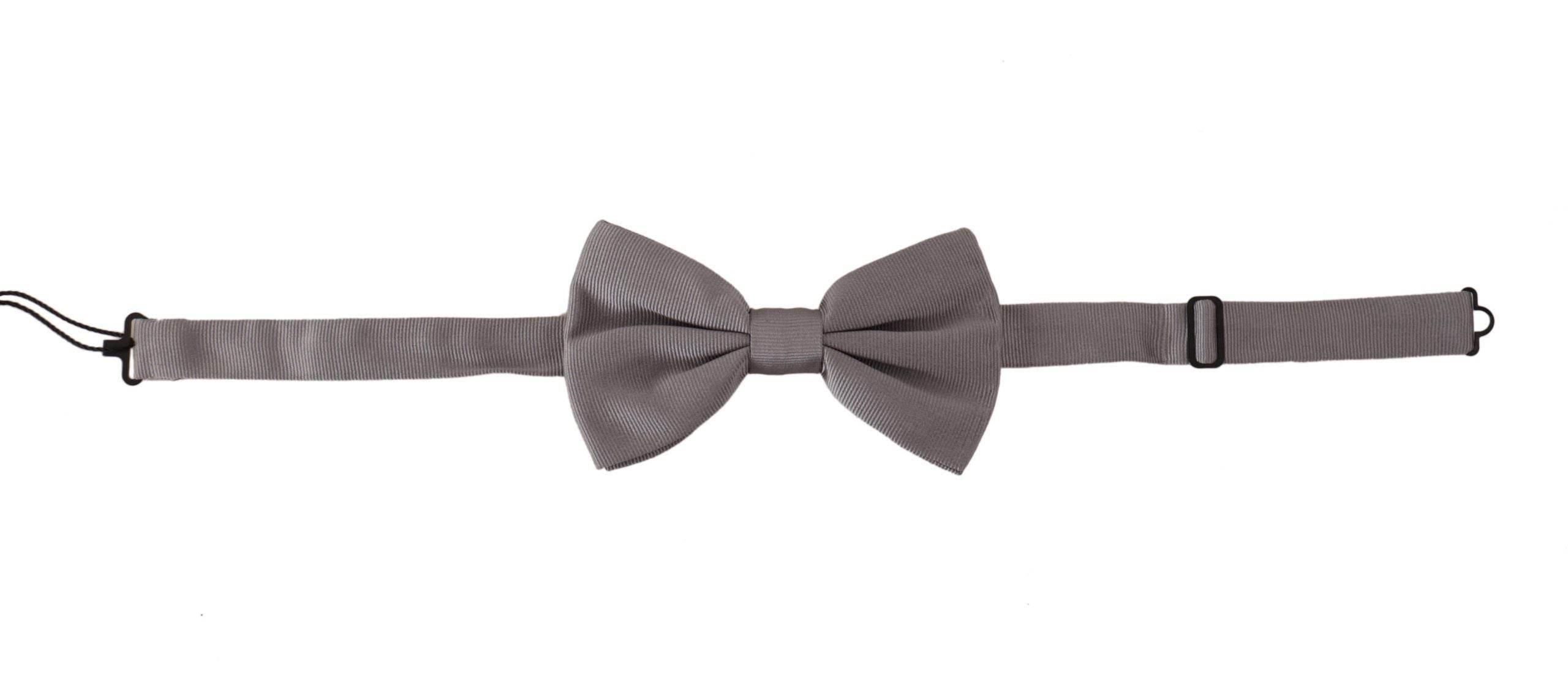Dolce & Gabbana Gray 100% Silk Adjustable Neck Papillon Tie - Hilstor