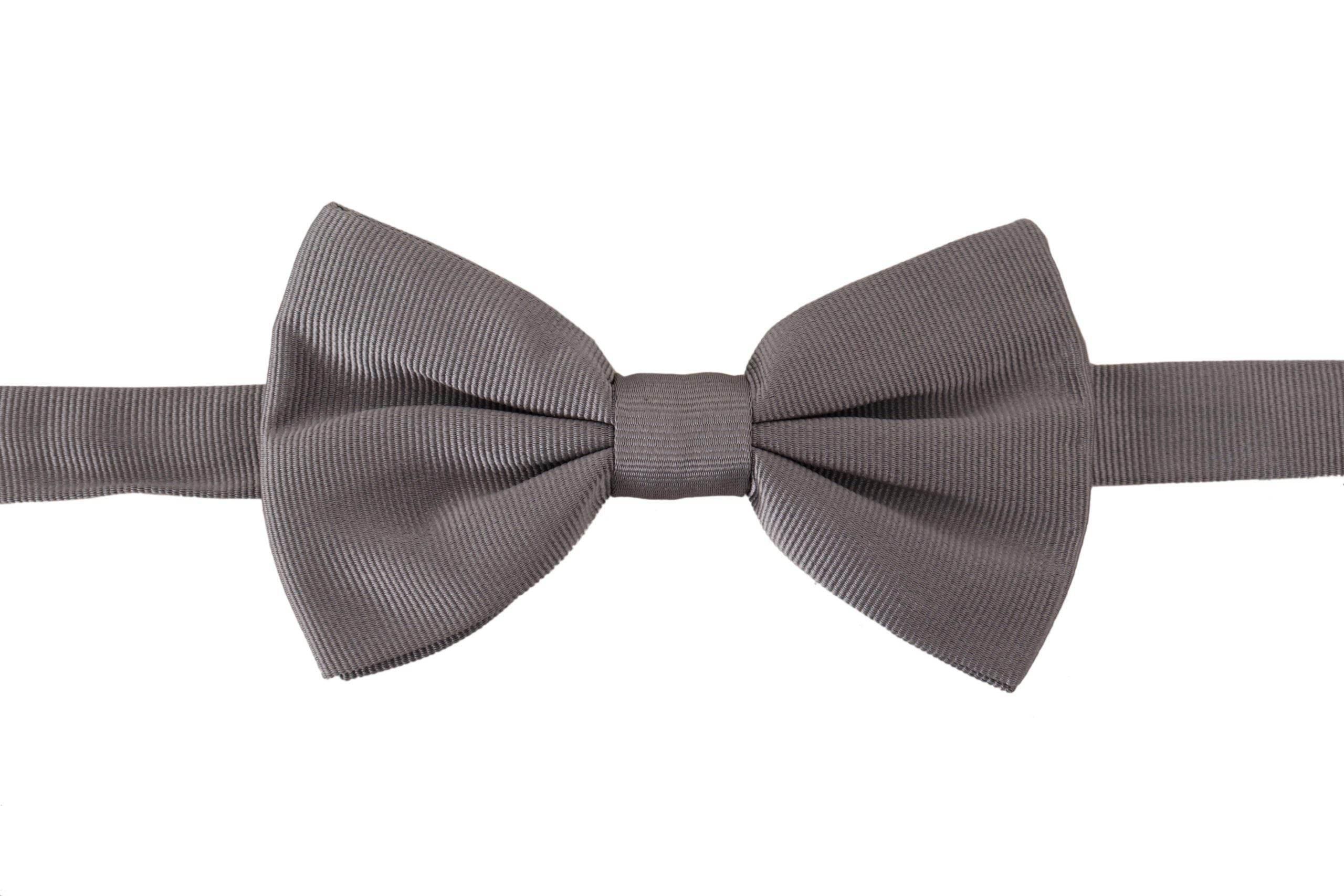 Dolce & Gabbana Gray 100% Silk Adjustable Neck Papillon Tie - Hilstor