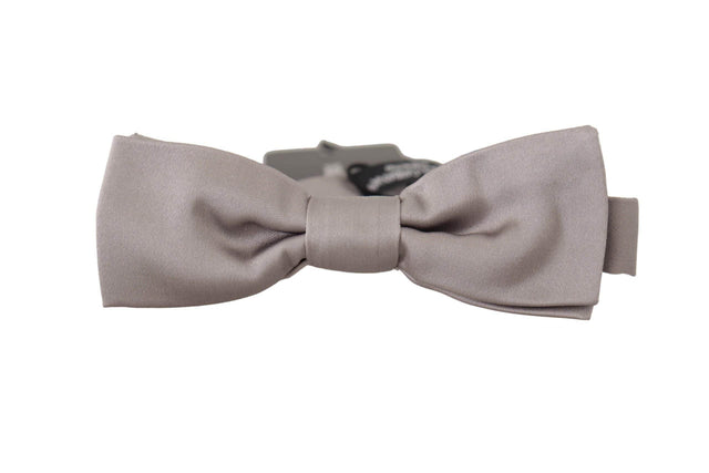 Dolce & Gabbana Elegant Silver Silk Bow Tie for Sophisticated Evening - Hilstor