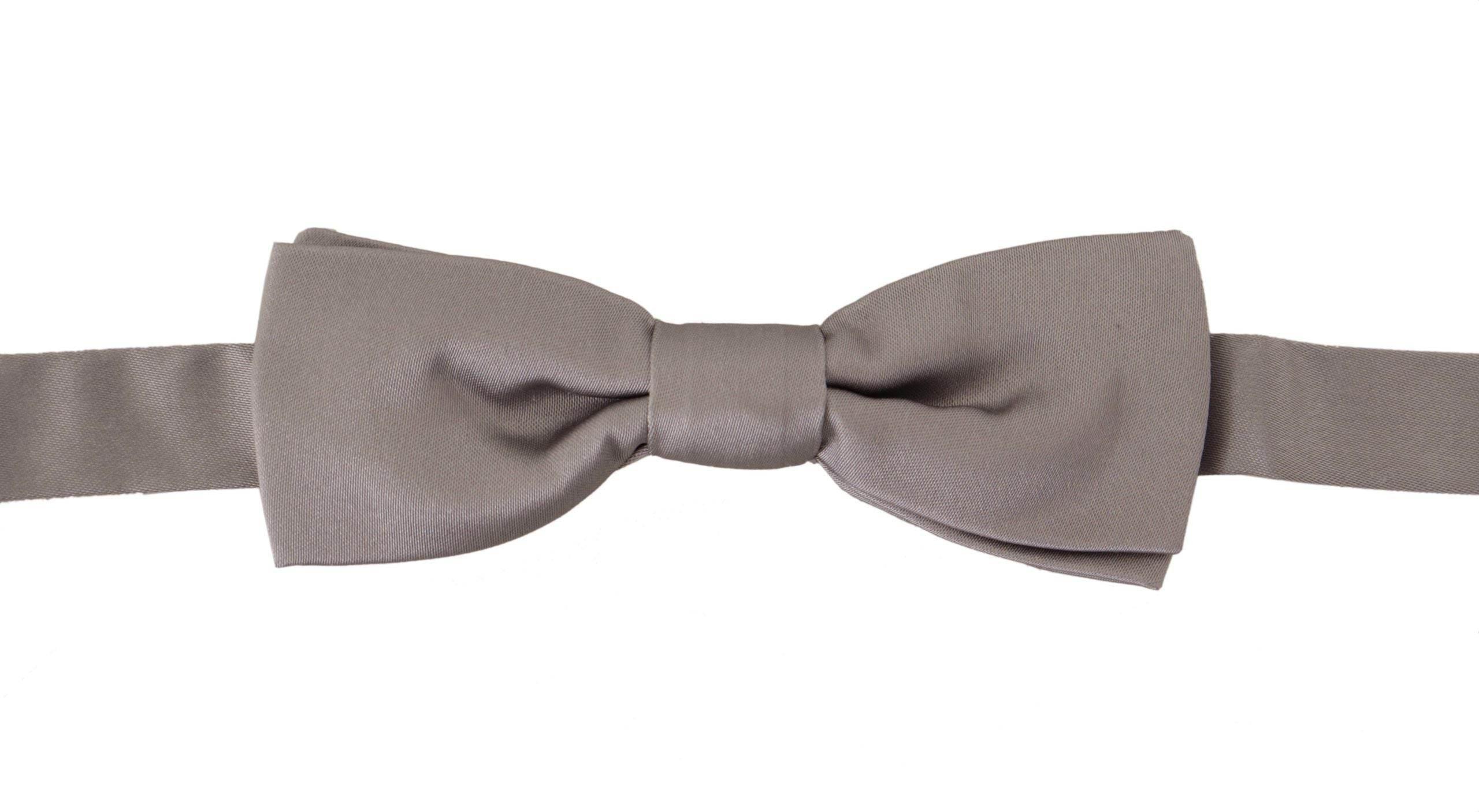 Dolce & Gabbana Elegant Silver Silk Bow Tie for Sophisticated Evening - Hilstor