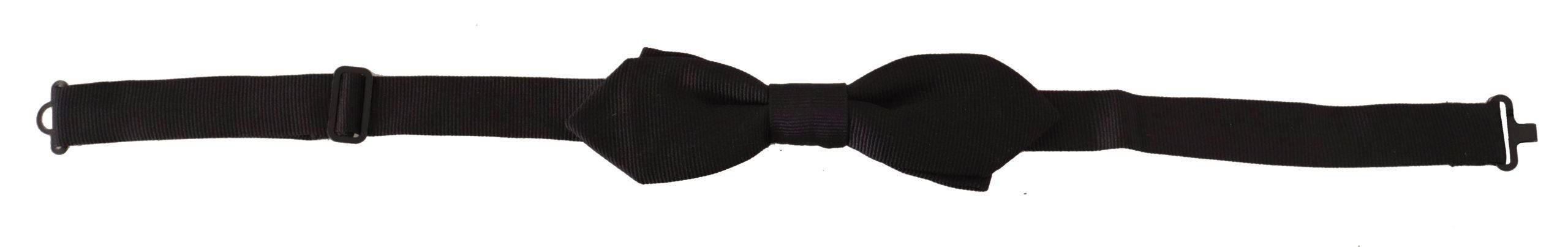 Dolce & Gabbana Black Solid 100% Silk Adjustable Neck Papillon Tie - Hilstor