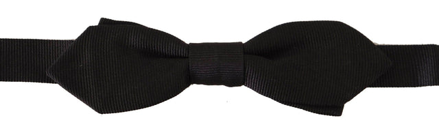 Dolce & Gabbana Black Solid 100% Silk Adjustable Neck Papillon Tie - Hilstor