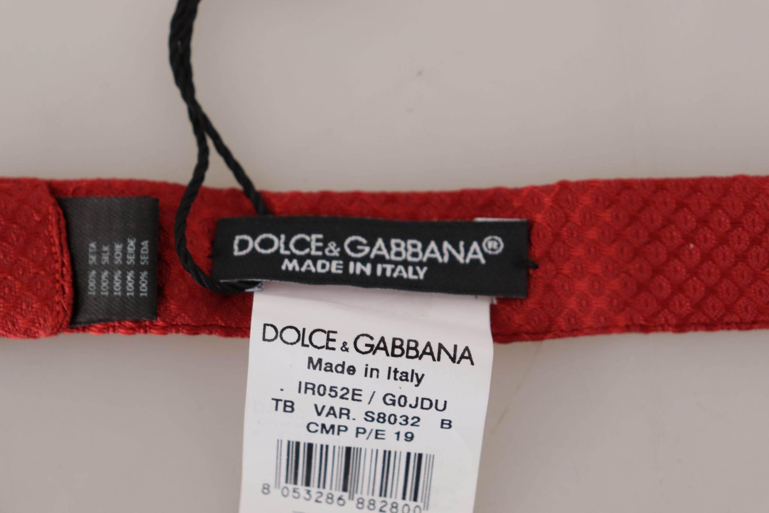 Dolce & Gabbana Elegant Red Silk Bow Tie - Hilstor