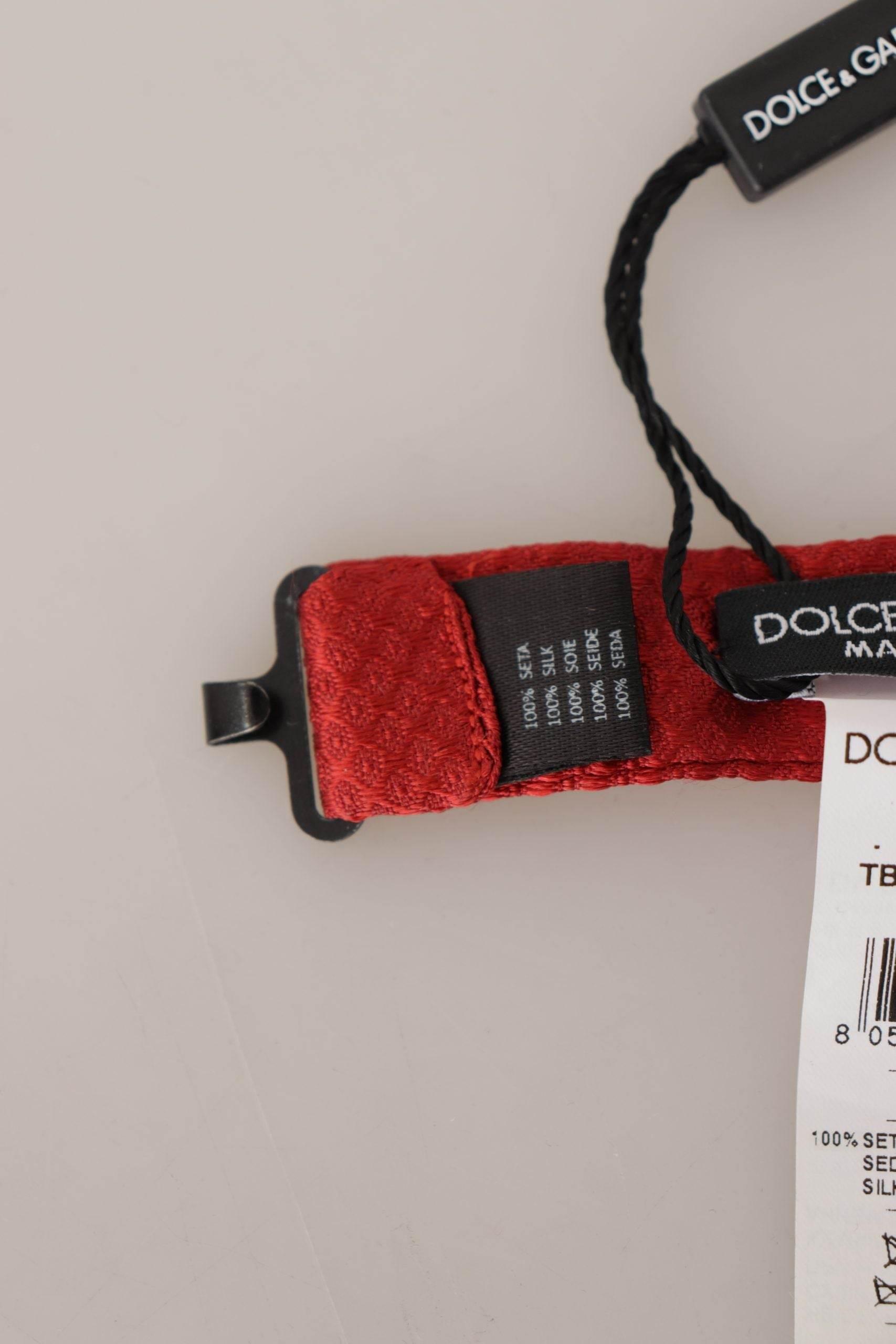Dolce & Gabbana Elegant Red Silk Bow Tie - Hilstor