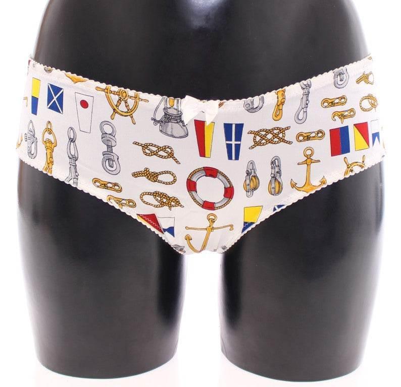 Dolce & Gabbana Elegant White Sailor Print Lingerie Set - Hilstor