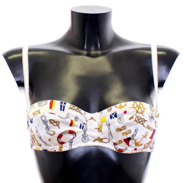 Dolce & Gabbana Elegant White Sailor Print Lingerie Set - Hilstor