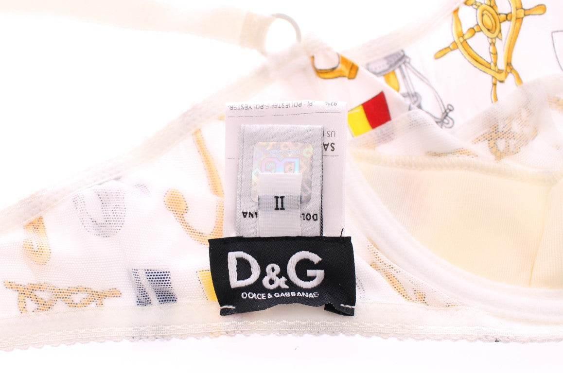 Dolce & Gabbana Elegant White Sailor Print Lingerie Set - Hilstor