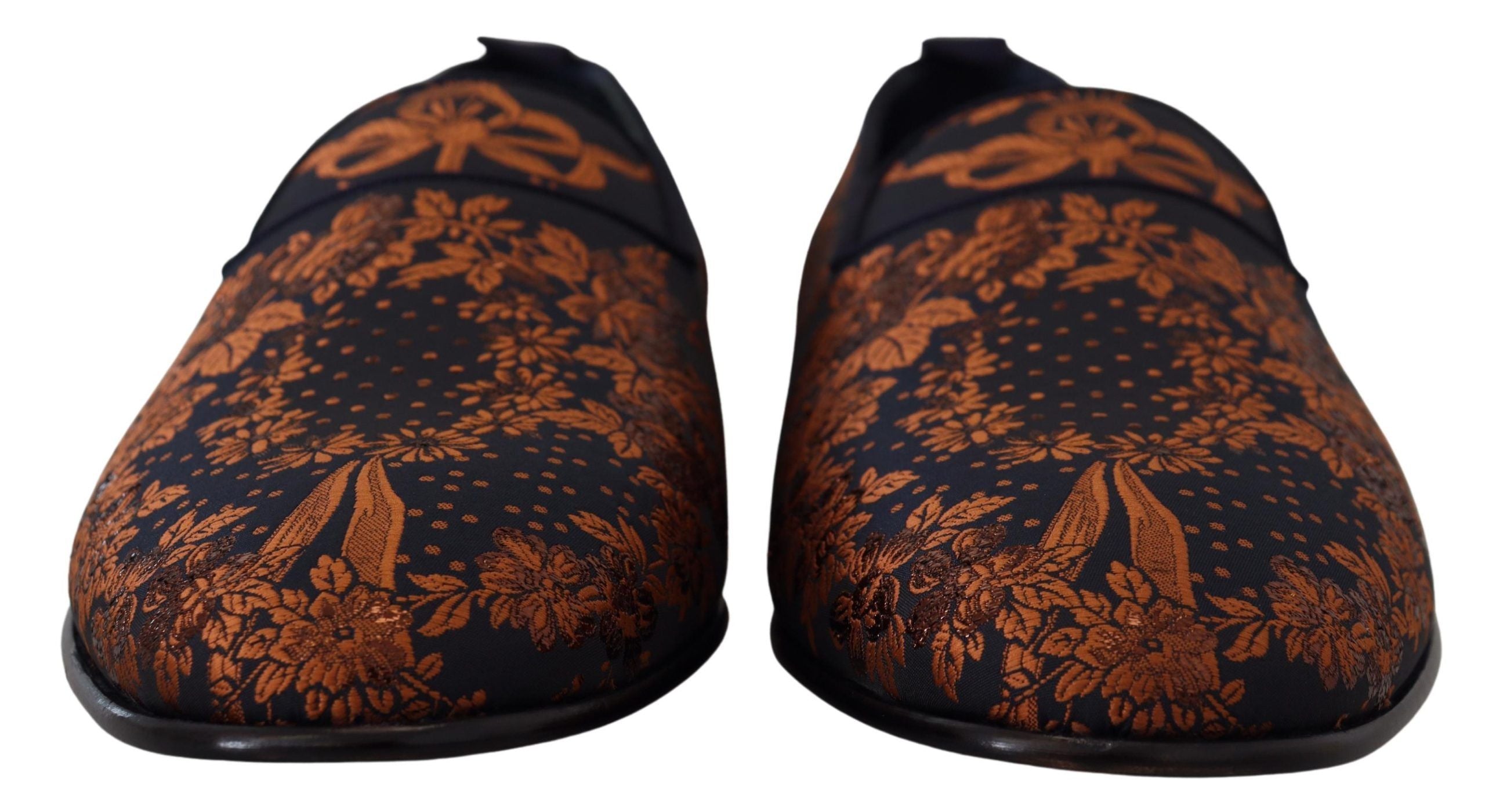 Dolce &amp; Gabbana Blå Rustfarvede Blomster Hjemmesko Loafers Sko