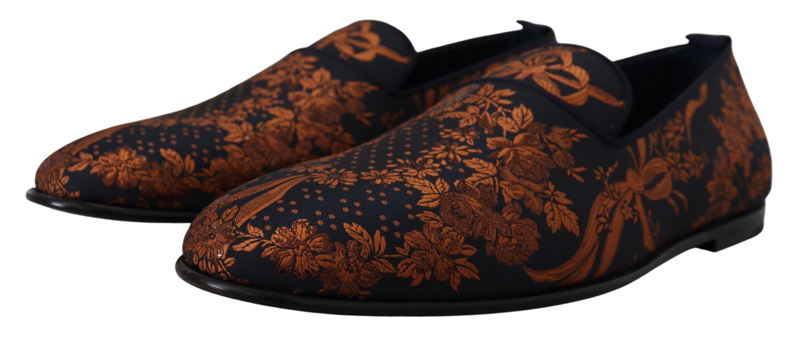 Dolce &amp; Gabbana Blå Rustfarvede Blomster Hjemmesko Loafers Sko