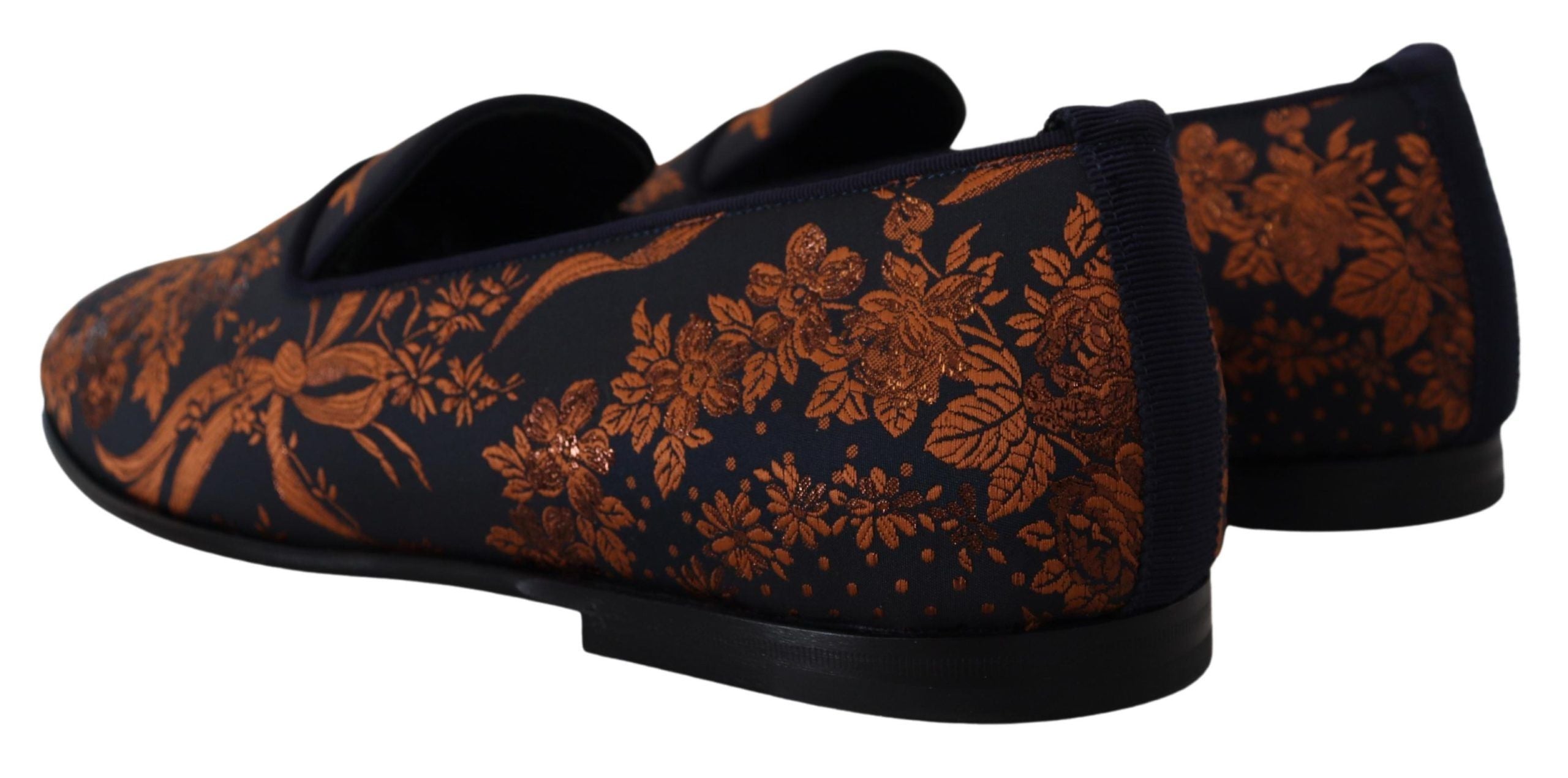 Dolce &amp; Gabbana Blå Rustfarvede Blomster Hjemmesko Loafers Sko