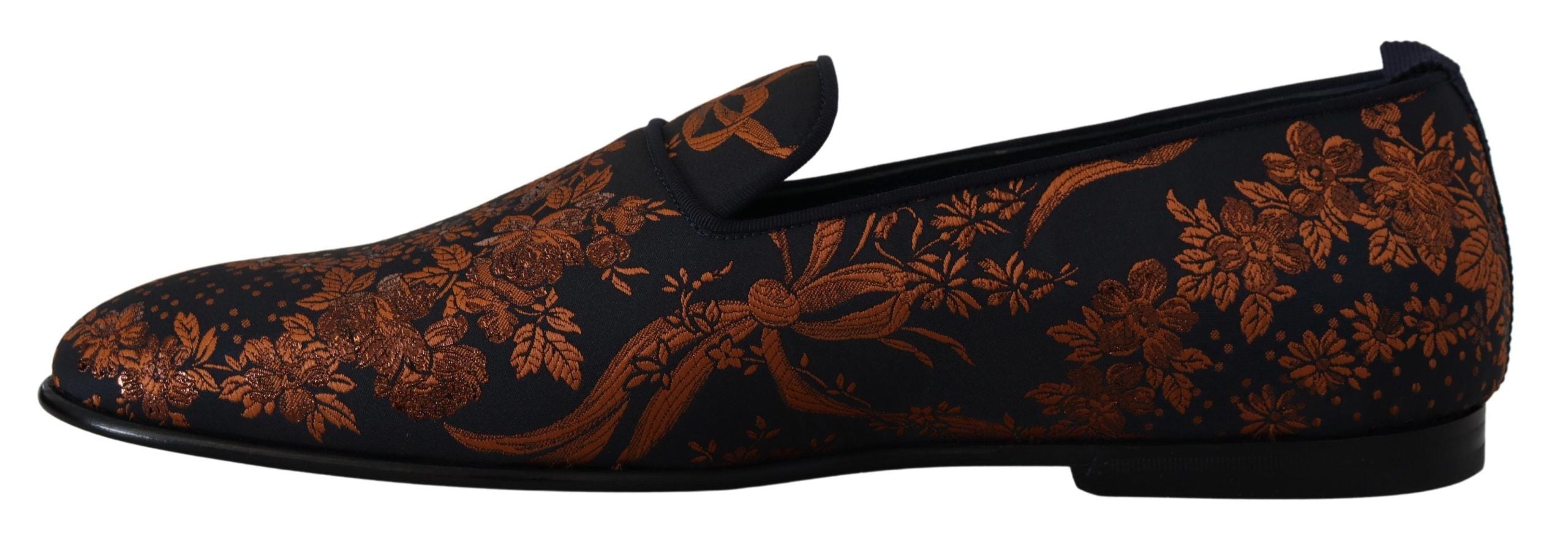 Dolce &amp; Gabbana Blå Rustfarvede Blomster Hjemmesko Loafers Sko