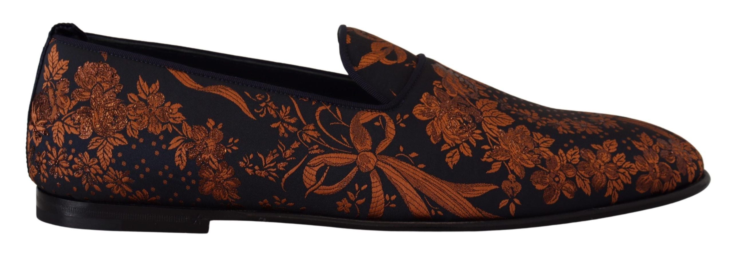 Dolce &amp; Gabbana Blå Rustfarvede Blomster Hjemmesko Loafers Sko