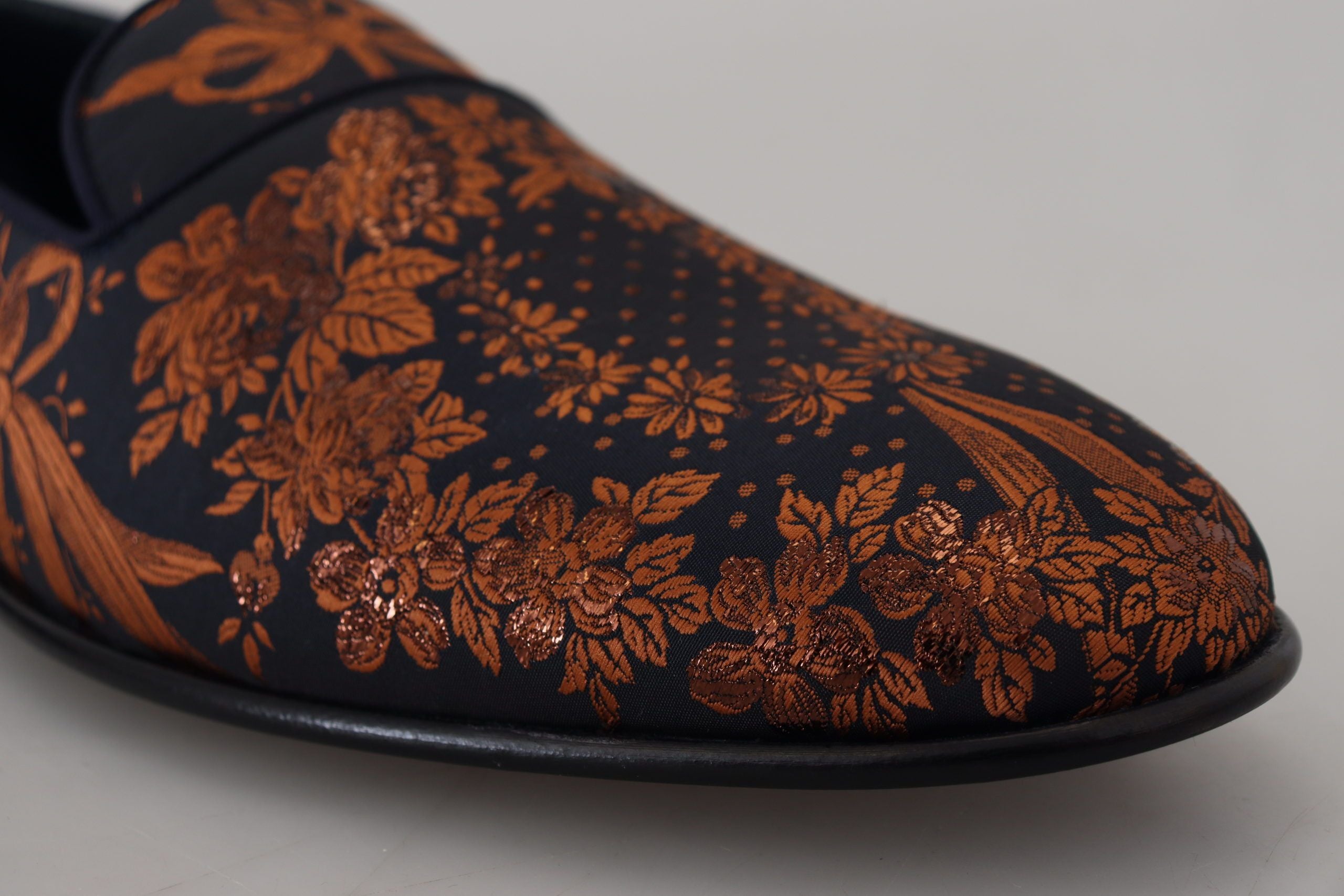 Dolce &amp; Gabbana Blå Rustfarvede Blomster Hjemmesko Loafers Sko