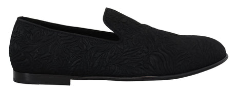 Dolce & Gabbana Elegant Jacquard Black Loafers Slide On Flats - Hilstor