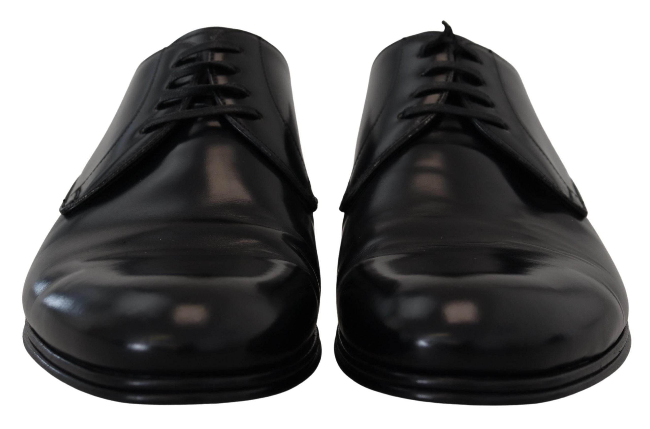Dolce & Gabbana Elegant Black Leather Derby Shoes - Hilstor