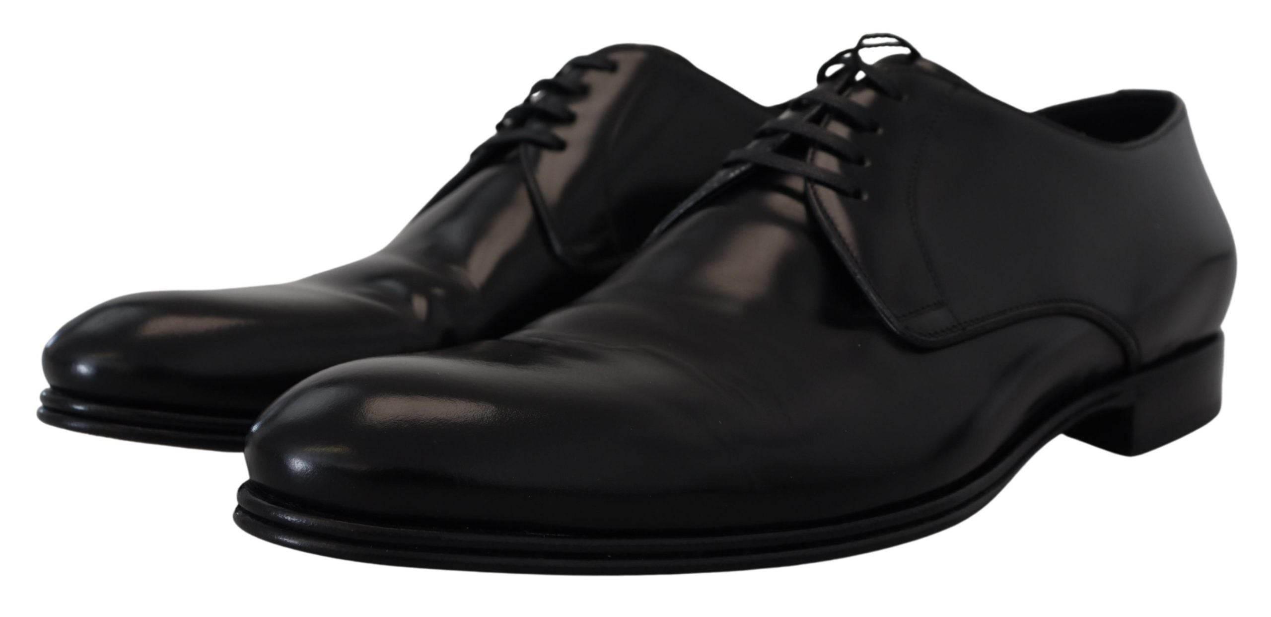 Dolce & Gabbana Elegant Black Leather Derby Shoes - Hilstor