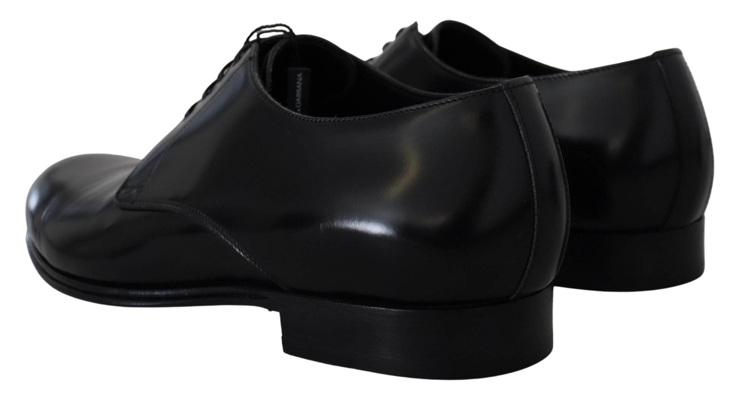 Dolce & Gabbana Elegant Black Leather Derby Shoes - Hilstor