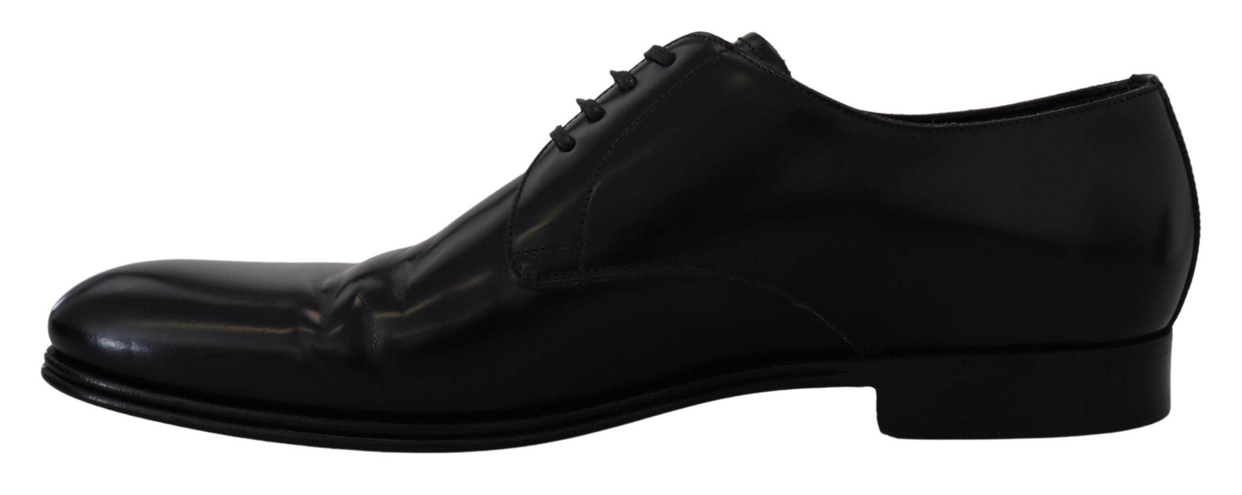 Dolce & Gabbana Elegant Black Leather Derby Shoes - Hilstor