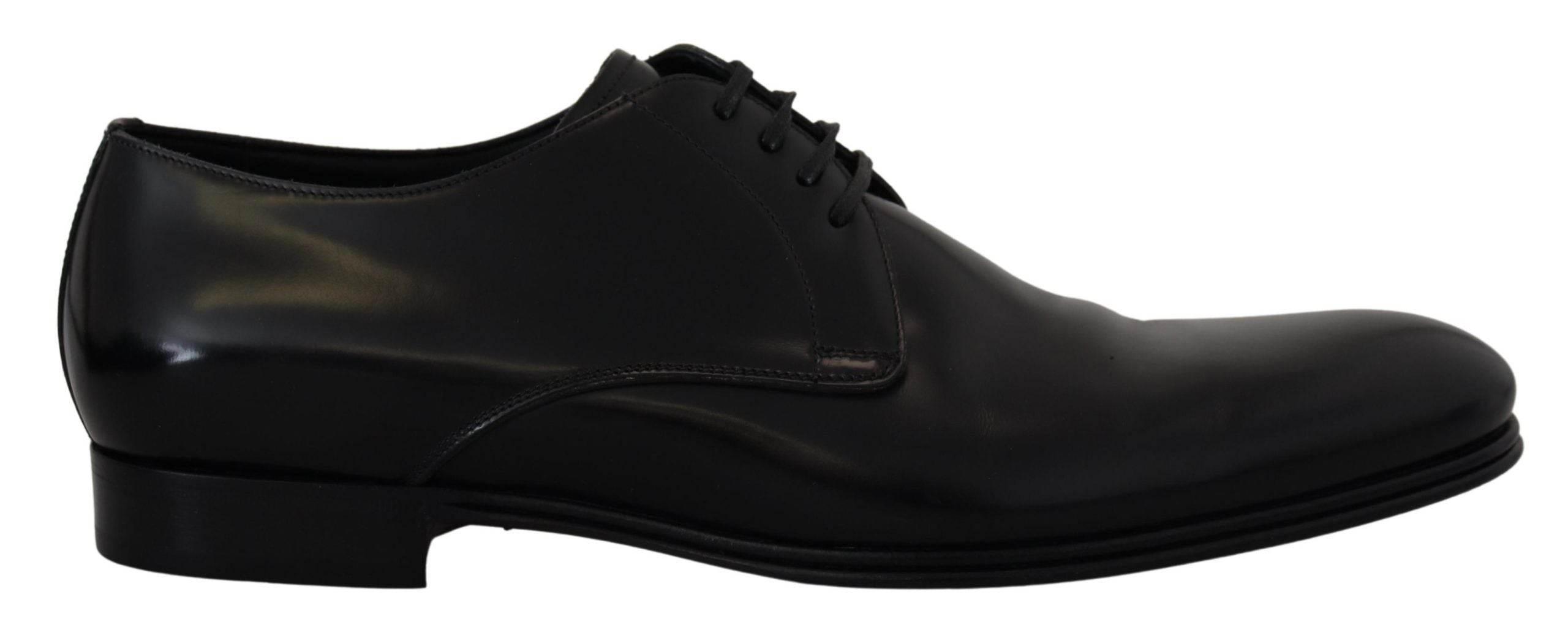 Dolce & Gabbana Elegant Black Leather Derby Shoes - Hilstor
