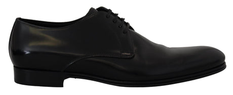 Dolce & Gabbana Elegant Black Leather Derby Shoes - Hilstor