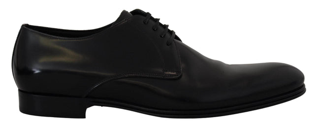 Dolce & Gabbana Elegant Black Leather Derby Shoes - Hilstor